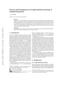Privacy and Transparency in Graph Machine Learning: A Unified
  Perspective