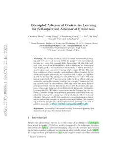 Decoupled Adversarial Contrastive Learning for Self-supervised
  Adversarial Robustness