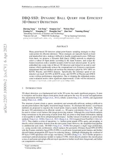 DBQ-SSD: Dynamic Ball Query for Efficient 3D Object Detection