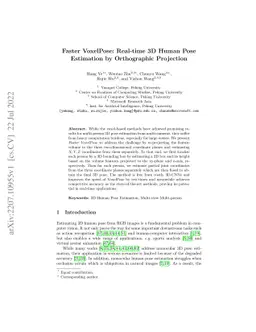 Faster VoxelPose: Real-time 3D Human Pose Estimation by Orthographic
  Projection