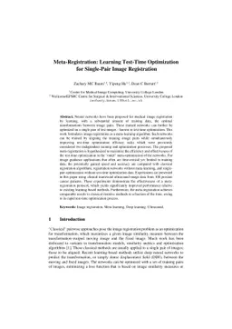 Meta-Registration: Learning Test-Time Optimization for Single-Pair Image
  Registration