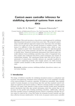 Context-aware controller inference for stabilizing dynamical systems
  from scarce data