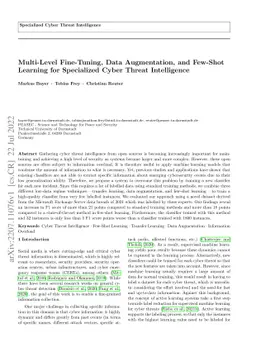 Multi-Level Fine-Tuning, Data Augmentation, and Few-Shot Learning for
  Specialized Cyber Threat Intelligence