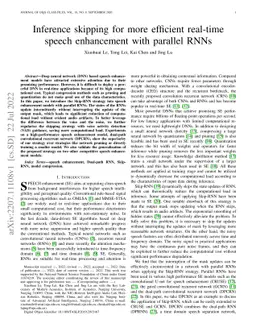 Inference skipping for more efficient real-time speech enhancement with
  parallel RNNs