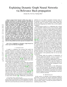 Explaining Dynamic Graph Neural Networks via Relevance Back-propagation