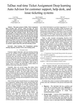 TaDaa: real time Ticket Assignment Deep learning Auto Advisor for
  customer support, help desk, and issue ticketing systems