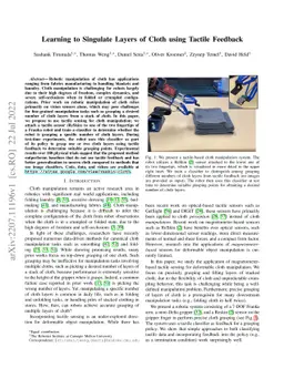 Learning to Singulate Layers of Cloth using Tactile Feedback