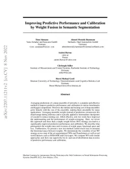 Improving Predictive Performance and Calibration by Weight Fusion in
  Semantic Segmentation