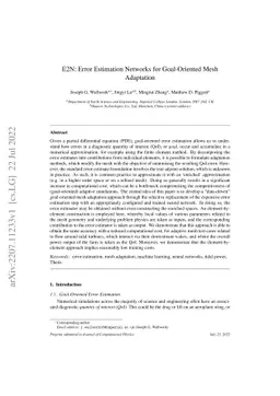 E2N: Error Estimation Networks for Goal-Oriented Mesh Adaptation