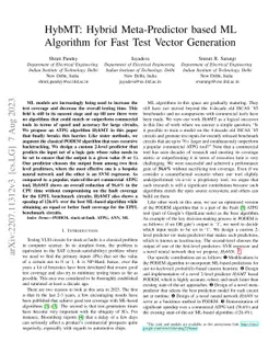 HybMT: Hybrid Meta-Predictor based ML Algorithm for Fast Test Vector
  Generation