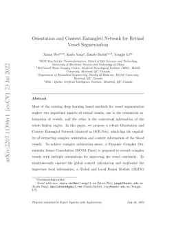 Orientation and Context Entangled Network for Retinal Vessel
  Segmentation