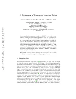 A Taxonomy of Recurrent Learning Rules
