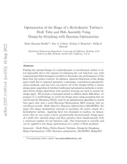 Optimization of the Shape of a Hydrokinetic Turbine's Draft Tube and Hub
  Assembly Using Design-by-Morphing with Bayesian Optimization