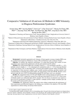 Comparative Validation of AI and non-AI Methods in MRI Volumetry to
  Diagnose Parkinsonian Syndromes