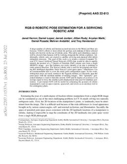 RGB-D Robotic Pose Estimation For a Servicing Robotic Arm