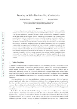 Learning to Sell a Focal-ancillary Combination
