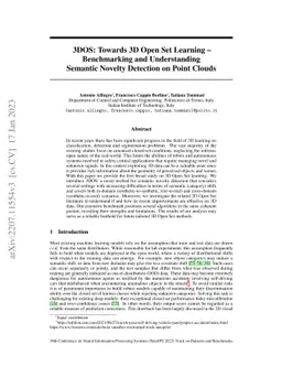 3DOS: Towards 3D Open Set Learning -- Benchmarking and Understanding
  Semantic Novelty Detection on Point Clouds