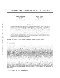 Context based lemmatizer for Polish language