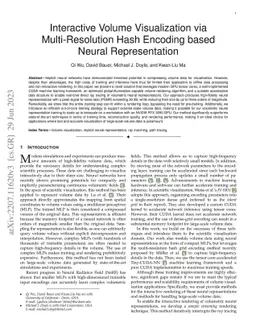 Interactive Volume Visualization via Multi-Resolution Hash Encoding
  based Neural Representation