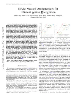 MAR: Masked Autoencoders for Efficient Action Recognition