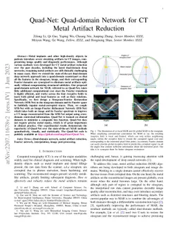 Quad-Net: Quad-domain Network for CT Metal Artifact Reduction