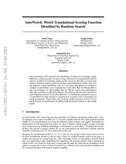 AutoWeird: Weird Translational Scoring Function Identified by Random
  Search