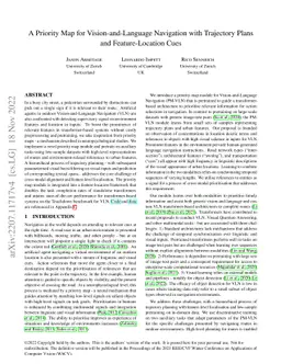 A Priority Map for Vision-and-Language Navigation with Trajectory Plans
  and Feature-Location Cues