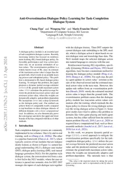Anti-Overestimation Dialogue Policy Learning for Task-Completion
  Dialogue System