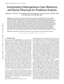 Incorporating Heterogeneous User Behaviors and Social Influences for
  Predictive Analysis