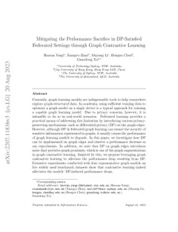 Mitigating the Performance Sacrifice in DP-Satisfied Federated Settings
  through Graph Contrastive Learning
