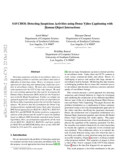SAVCHOI: Detecting Suspicious Activities using Dense Video Captioning
  with Human Object Interactions