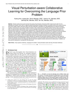Visual Perturbation-aware Collaborative Learning for Overcoming the
  Language Prior Problem