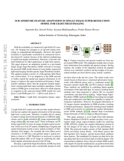 Sub-Aperture Feature Adaptation in Single Image Super-resolution Model
  for Light Field Imaging
