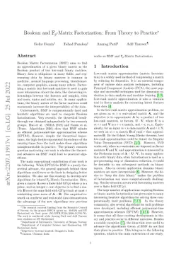Boolean and $\mathbb{F}_p$-Matrix Factorization: From Theory to Practice