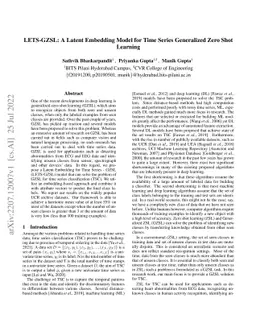 LETS-GZSL: A Latent Embedding Model for Time Series Generalized Zero
  Shot Learning