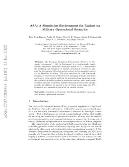 ASA: A Simulation Environment for Evaluating Military Operational
  Scenarios