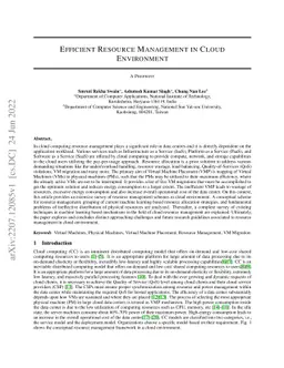 Efficient Resource Management in Cloud Environment
