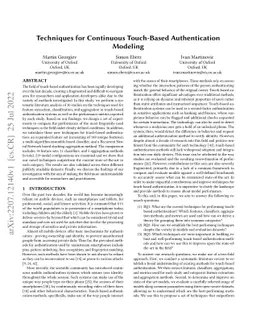 Techniques for Continuous Touch-Based Authentication Modeling