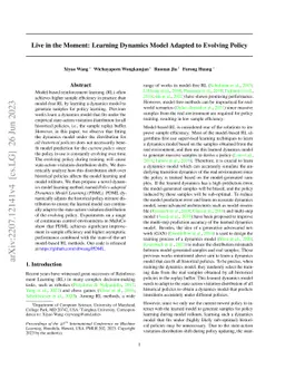 Live in the Moment: Learning Dynamics Model Adapted to Evolving Policy