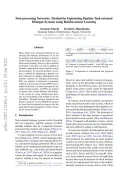 Post-processing Networks: Method for Optimizing Pipeline Task-oriented
  Dialogue Systems using Reinforcement Learning