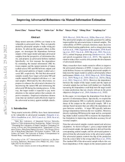 Improving Adversarial Robustness via Mutual Information Estimation