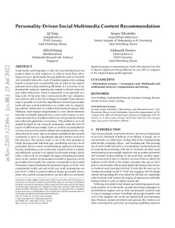 Personality-Driven Social Multimedia Content Recommendation