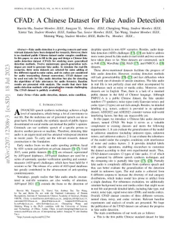 CFAD: A Chinese Dataset for Fake Audio Detection