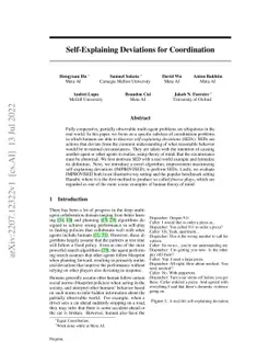 Self-Explaining Deviations for Coordination