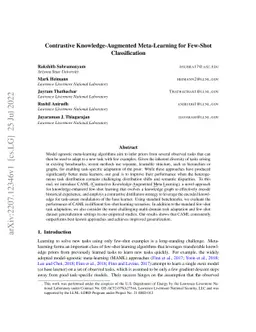 Contrastive Knowledge-Augmented Meta-Learning for Few-Shot
  Classification