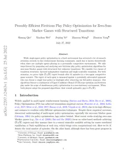 Provably Efficient Fictitious Play Policy Optimization for Zero-Sum
  Markov Games with Structured Transitions