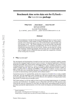 Benchmark time series data sets for PyTorch -- the torchtime package