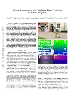 3D Lidar Reconstruction with Probabilistic Depth Completion for Robotic
  Navigation