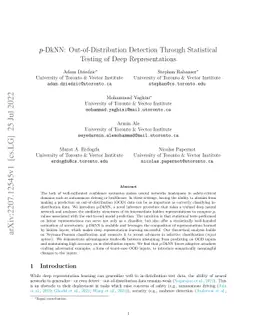 $p$-DkNN: Out-of-Distribution Detection Through Statistical Testing of
  Deep Representations