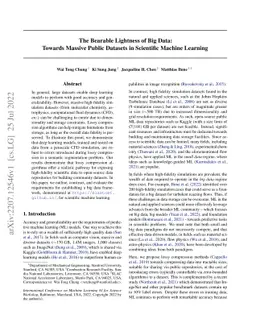 The Bearable Lightness of Big Data: Towards Massive Public Datasets in
  Scientific Machine Learning